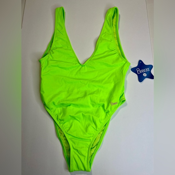 Breeza Maillot One Piece Swimsuit in Lime Green New With Tags Size Small - Picture 9 of 10